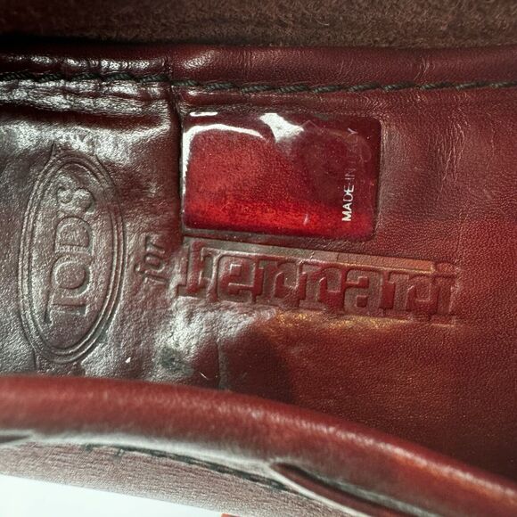 Tod's Ferrari Red Leather Driving Moccasins Size 6 / EU 36 Made in Italy Classic - Picture 12 of 13